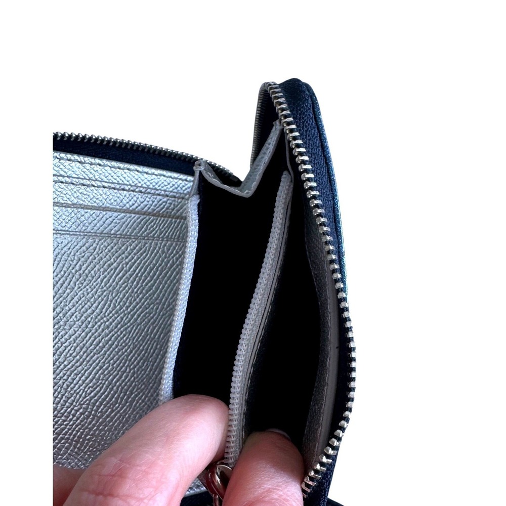 Coach NASA Small Zip Around Wallet Navy Leather Metallic Silver Space - Picture 10 of 10